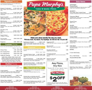 Menu - Papa Murphy's Pizza